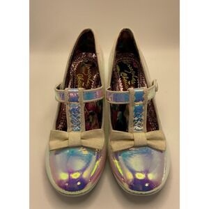 Irregular Choice Lazy River 39 8.5 white iridescent T bar heels Fairycore